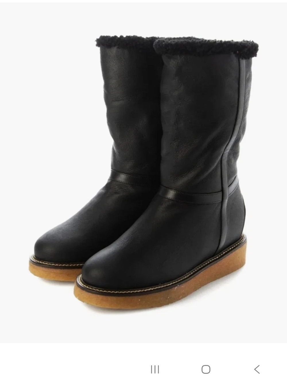Salvatore Ferragamo Black Leather Mid-Calf Pull-On Shearling Trim Boots 6.5 NWB